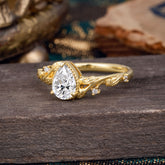Nature-Inspired 3-Prong Pear-Cut Lab Diamond Engagement Ring